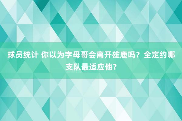 球员统计 你以为字母哥会离开雄鹿吗？全定约哪支队最适应他？