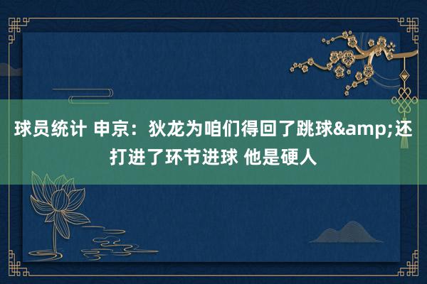 球员统计 申京：狄龙为咱们得回了跳球&还打进了环节进球 他是硬人