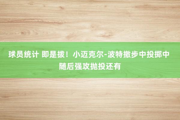 球员统计 即是拔！小迈克尔-波特撤步中投掷中 随后强攻抛投还有