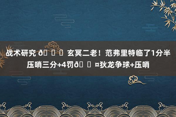 战术研究 🚀玄冥二老！范弗里特临了1分半压哨三分+4罚😤狄龙争球+压哨