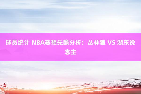 球员统计 NBA赛预先瞻分析：丛林狼 VS 湖东说念主