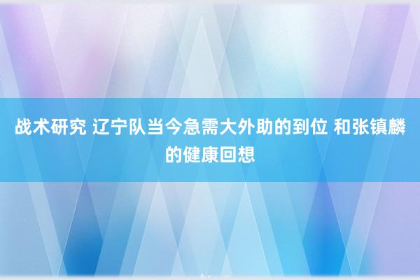 战术研究 辽宁队当今急需大外助的到位 和张镇麟的健康回想