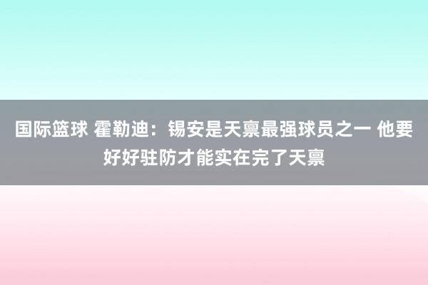 国际篮球 霍勒迪：锡安是天禀最强球员之一 他要好好驻防才能实在完了天禀