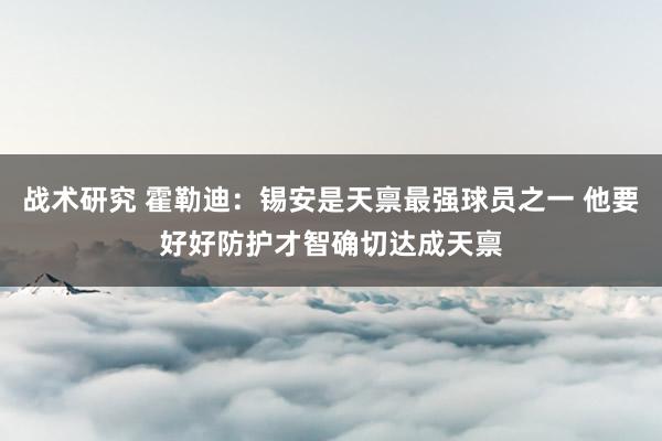 战术研究 霍勒迪：锡安是天禀最强球员之一 他要好好防护才智确切达成天禀