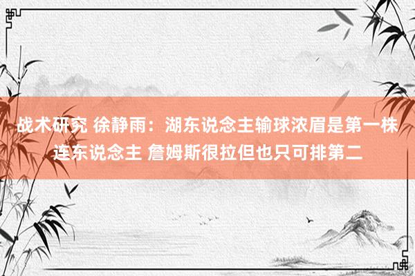 战术研究 徐静雨：湖东说念主输球浓眉是第一株连东说念主 詹姆斯很拉但也只可排第二