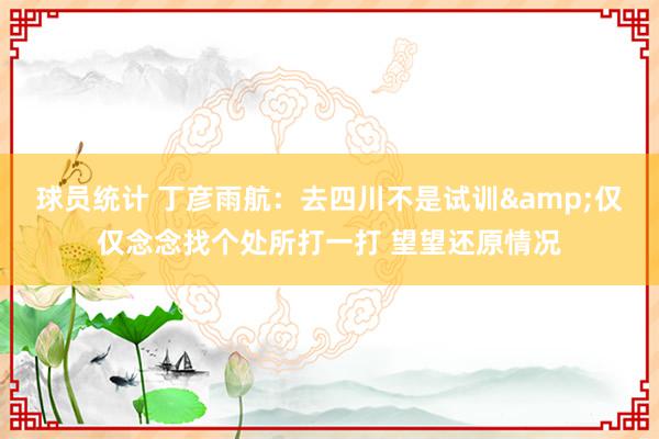 球员统计 丁彦雨航：去四川不是试训&仅仅念念找个处所打一打 望望还原情况