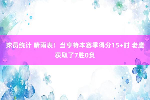 球员统计 晴雨表！当亨特本赛季得分15+时 老鹰获取了7胜0负