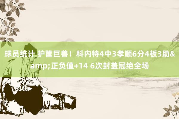 球员统计 护筐巨兽！科内特4中3孝顺6分4板3助&正负值+14 6次封盖冠绝全场