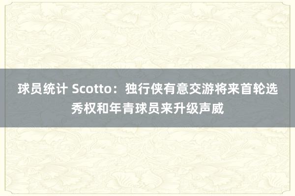 球员统计 Scotto：独行侠有意交游将来首轮选秀权和年青球员来升级声威