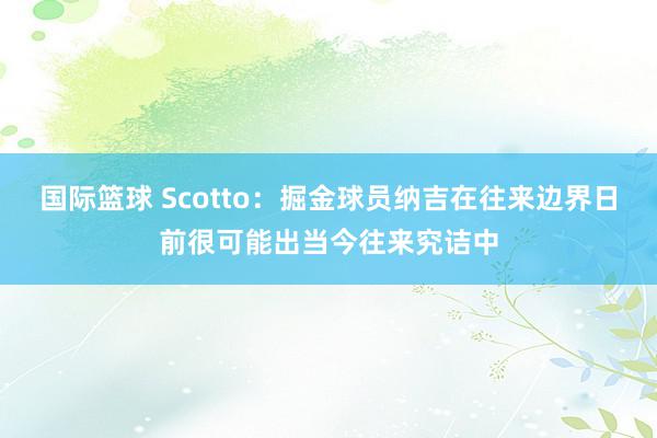 国际篮球 Scotto：掘金球员纳吉在往来边界日前很可能出当今往来究诘中