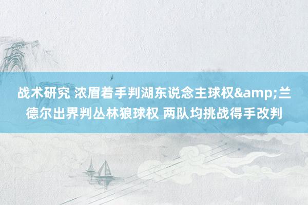 战术研究 浓眉着手判湖东说念主球权&兰德尔出界判丛林狼球权 两队均挑战得手改判